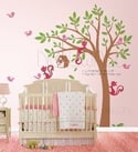 Swaying Tree Bird House with Squirrel Friends - 095 - Vinyl Sticker Wall Decal for Girl Boy