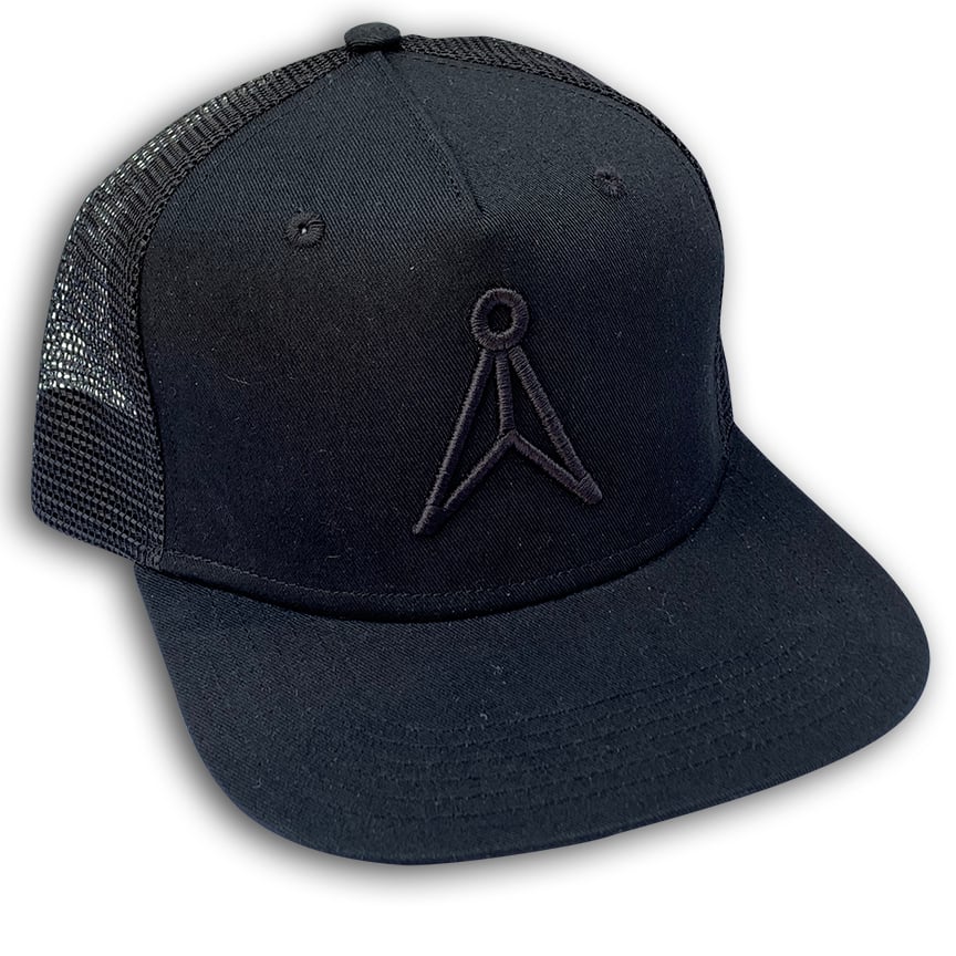 Logo Trucker Hat in Black + Black