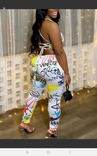 Image 2 of WHITE STREET BACKLESS LETTER PRINT ONE PIECE JUMPSUIT 