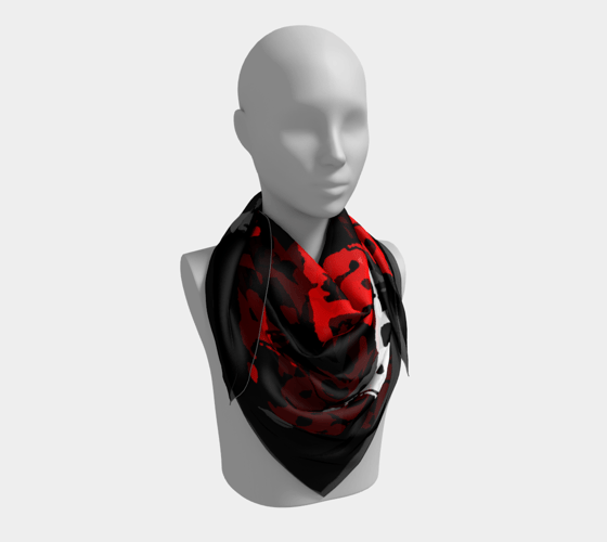 Image of "Soraia" Red/White Repeat Logo Silk Scarf