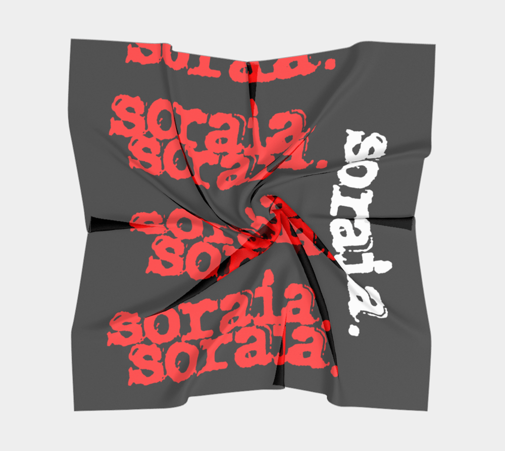 Image of "Soraia" Red/White Repeat Logo Silk Scarf 