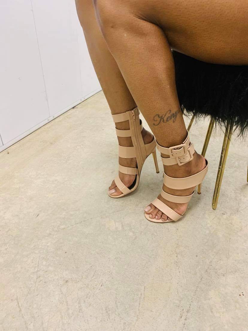 "NuNu" Nude Buckle strap heels