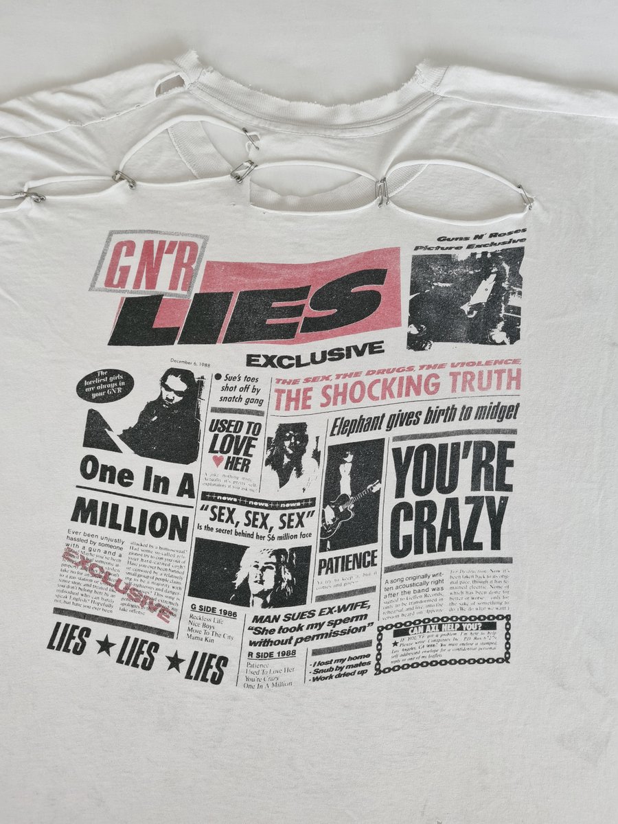 Rare* Guns 'n Roses 1988 'G N' R Lies' White T-Shirt | NLVintage Rare* Guns 'n Roses 1988 'G N' R Lies' White T-Shirt | NLVintage