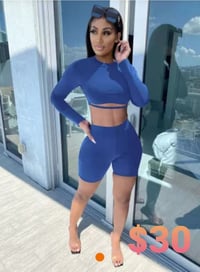 Biker short long sleeve crop top set