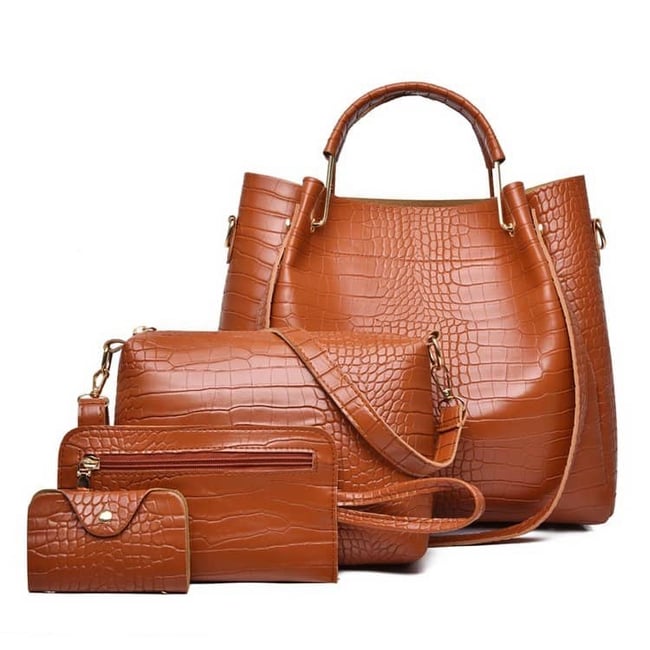 Women's Crocodile-Embossed Pattern Satchel Bag