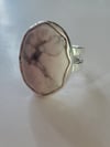 Howlite Double Band Scallop Bezel Ring (#1028)