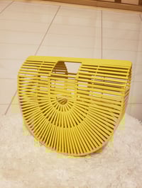 Image 3 of Yellow wooden basket see-through purse