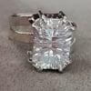 Lab Created Commercial Cut White Sapphire Crosshatch Double Band Ring (#1084)