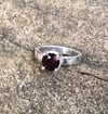 Almandine Garnet Crosshatch Single Band Ring (#1151)