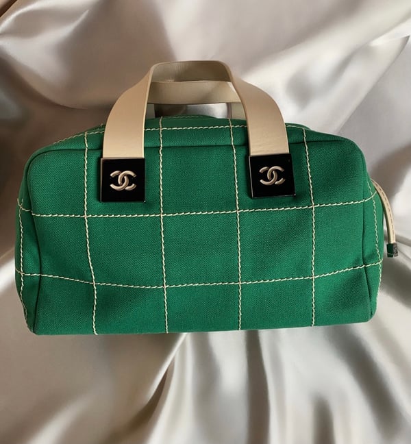 Image of Chanel Chocolate Bar Canvas Mini Holdall bag