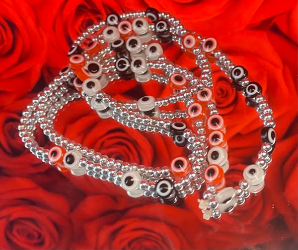 Image of Silver Evil Eye Waistbead