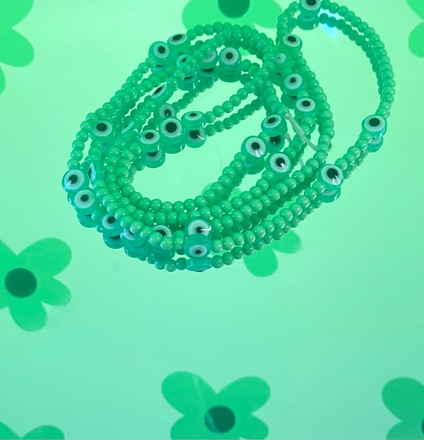 Image of Green Evil Eye Waistbead