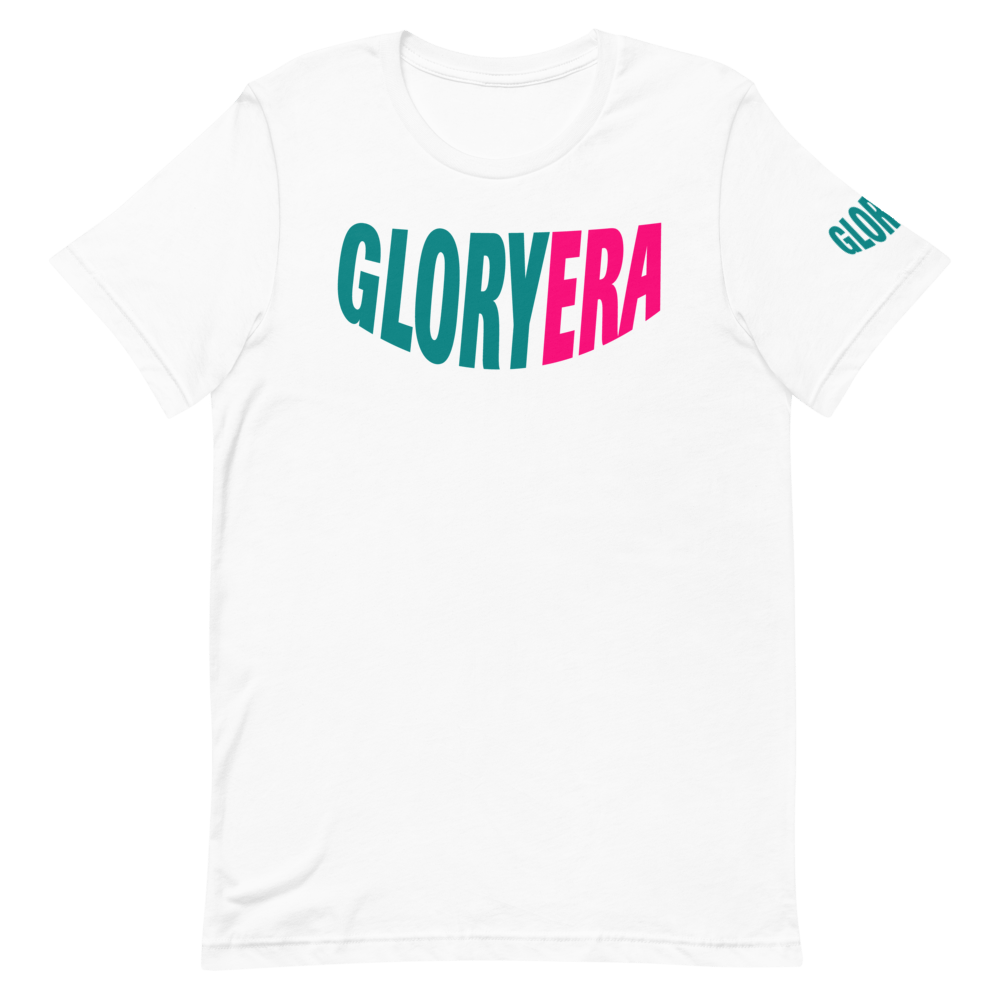 Image of GLORYERA® CREW TEE (WHITE/TEAL/HOT PINK)