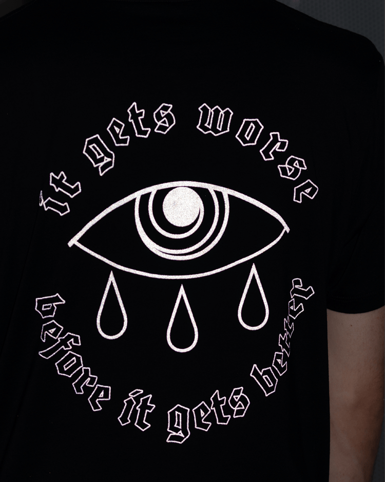 'It Gets Worse...' T-Shirt Schwarz reflektierend