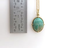 Image 4 of Turquoise Scarab Pendant Charm 18k Gold