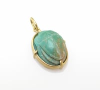 Image 1 of Turquoise Scarab Pendant Charm 18k Gold