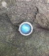 Labradorite Scallop and Rope Crosshatch Double Band Ring (#1163)