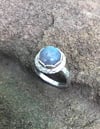 Labradorite Scallop and Rope Crosshatch Single Band Ring (#1166)