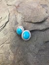 Turquoise Rope Oval Post Earrings (#1176)