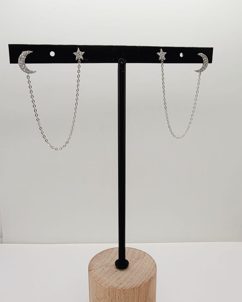 Image of Star/Moon hoop earrings 
