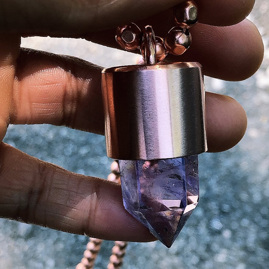 Image of Amethyst Crystal Key Necklace 
