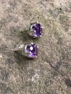 Amethyst Handmade Basket Post Earrings (#1182)