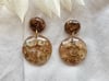 Droplet Earrings - Mauve Hydrangea & Dark Gold