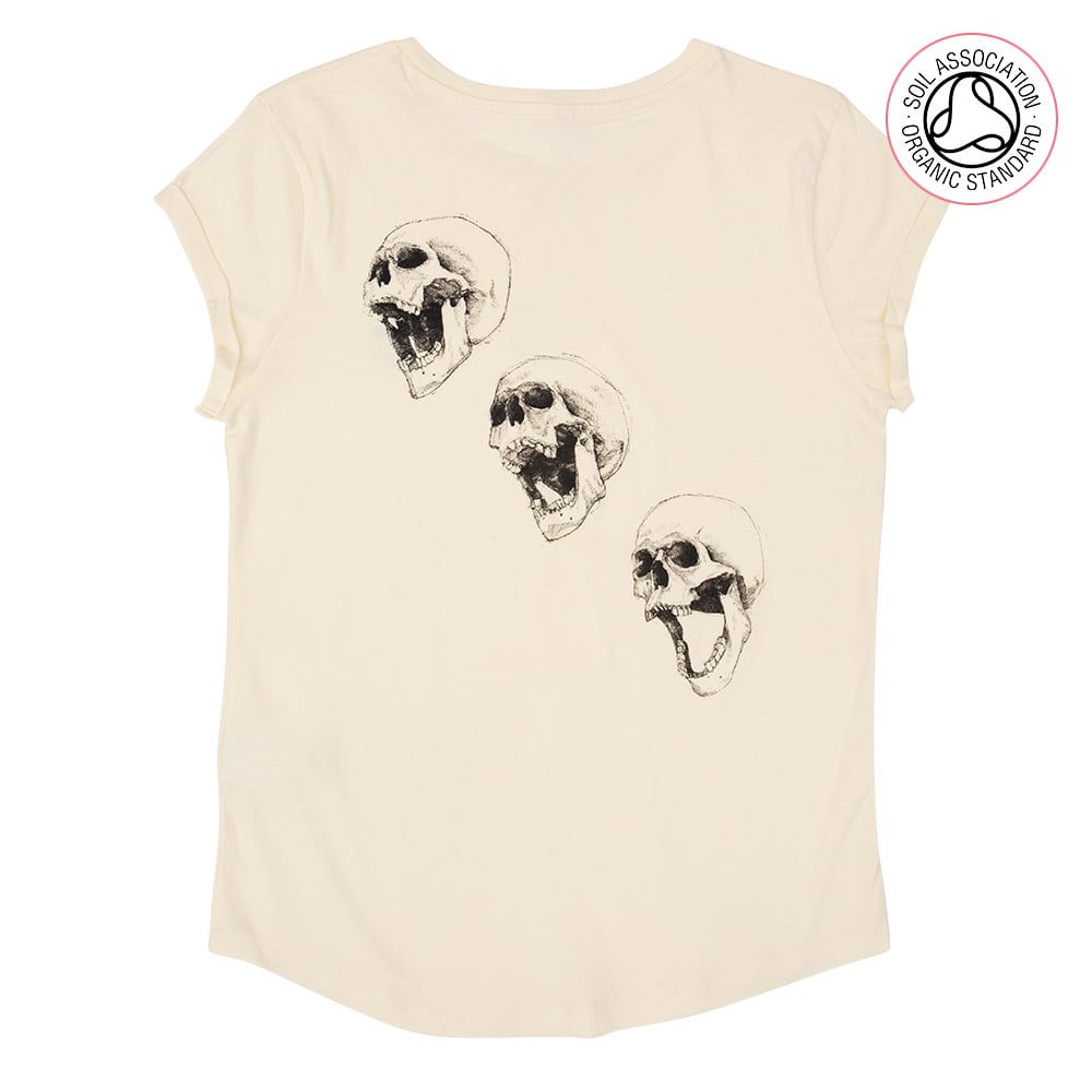 3 skull Women's Roll Sleeve T-shirt's (Organic)
