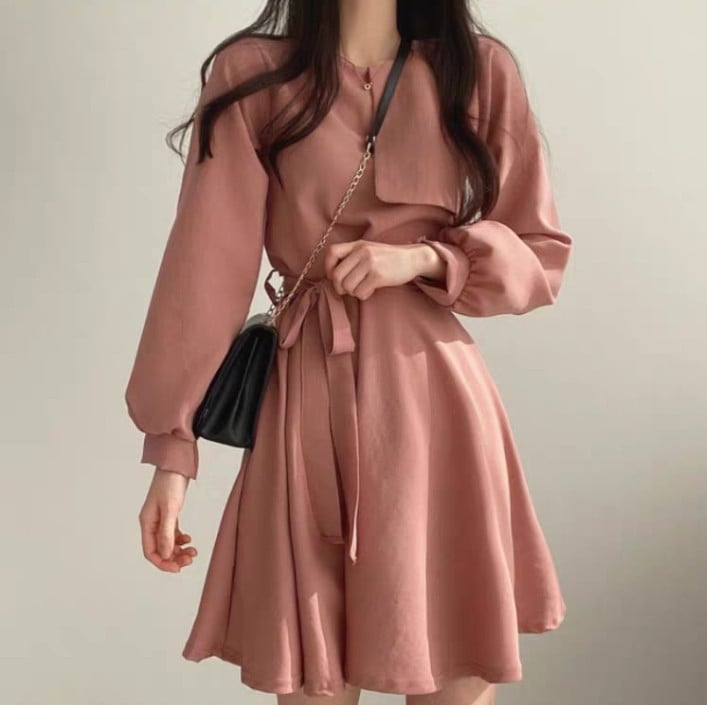 Image of Women midi dress with ribbon tie