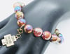 Original "Multicolor Agate Crystal Faceted Beads" w/ Cross Charm