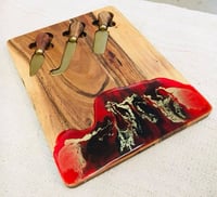 Image 4 of Hand Painted - Acacia Wood Resin cheeseboard & Knife Set