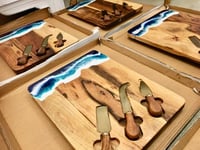 Image 5 of Hand Painted - Acacia Wood Resin cheeseboard & Knife Set