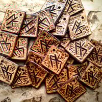 Image 2 of Simple Runed Pendant (Antiqued Dark Brown)