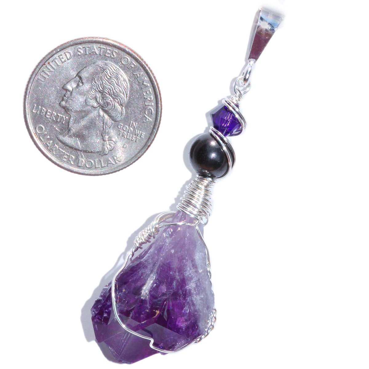 Amethyst Point Pendant with Shungite