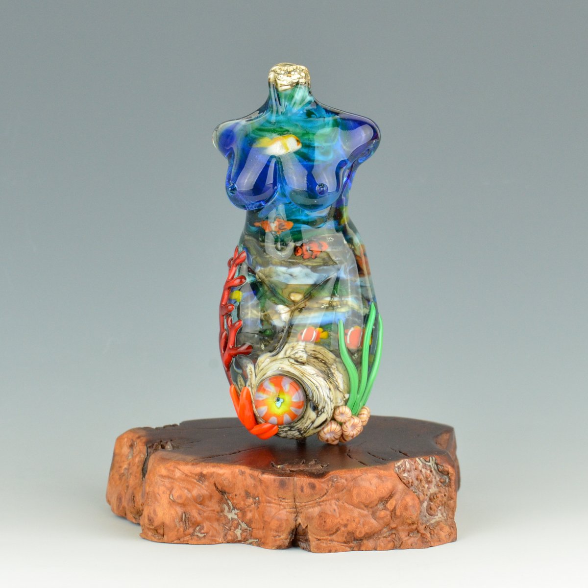 Image of XXXL. Curvy Coral Reef Goddess - Flamework Glass Sculpture