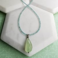 Image 3 of Breezy Citrus Necklace - Blue Apatite + Green Chalcedony