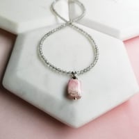 Image 3 of Pretty Pink Rhodochrosite + Labradorite Necklace