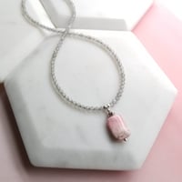 Image 2 of Pretty Pink Rhodochrosite + Labradorite Necklace