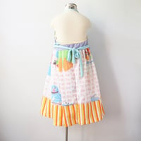 Image 5 of sesame street back to school 4/6 halter apron wrap dress sundress courtneycourtney vintage fabric 