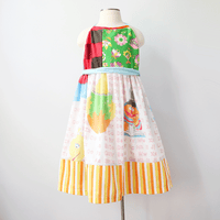 Image 1 of sesame street back to school 4/6 halter apron wrap dress sundress courtneycourtney vintage fabric 