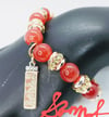 Original "Transparent Red Jade w/ Rose Gold Rhinestone" Stretch Bracelet