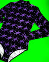 LONG SLEEVE BARBED WIRE BODYSUIT PURPLE/ BLACK 