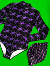 LONG SLEEVE BARBED WIRE BODYSUIT PURPLE/ BLACK 