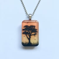 Image 2 of Tree of Life Sunset Resin Pendant - Orange