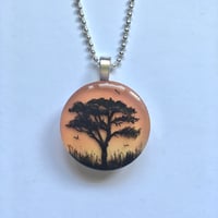 Image 4 of Tree of Life Sunset Resin Pendant - Orange