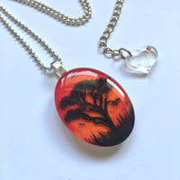 Image 1 of Tree of Life Sunset Resin Pendant - Red
