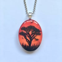 Image 2 of Tree of Life Sunset Resin Pendant - Red