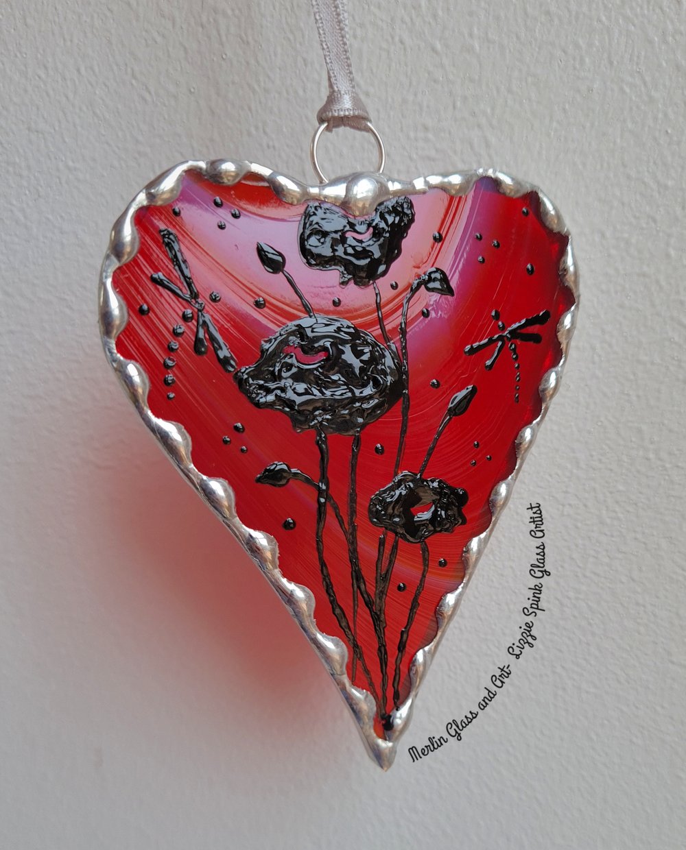 Image of Handpainted Poppy Heart