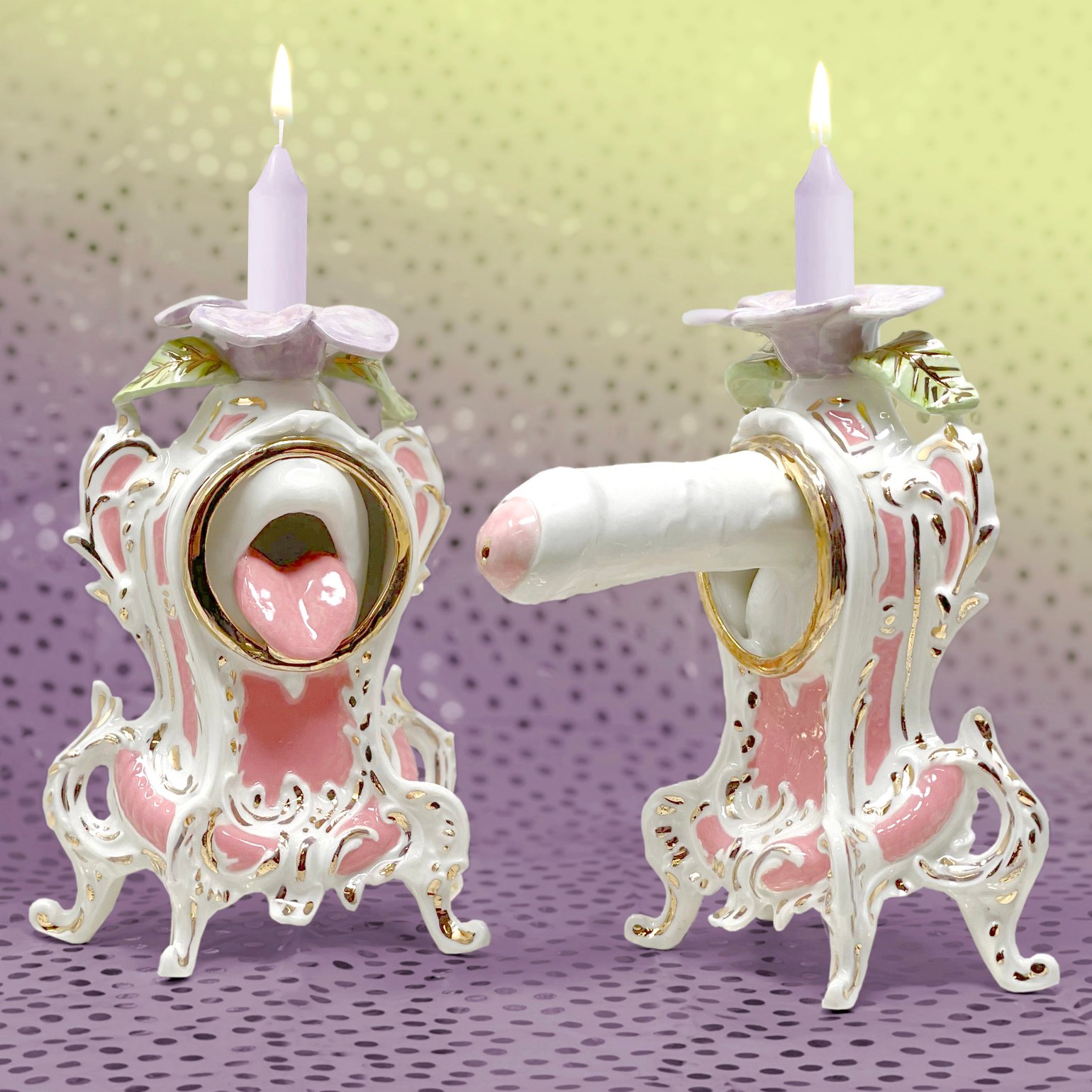 Image of Gloryhole Candle Holders with 22kt Gold (Pair)