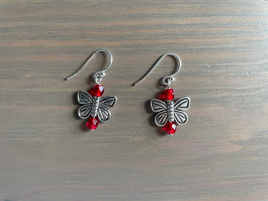 Image of Red Butterfly Earrings